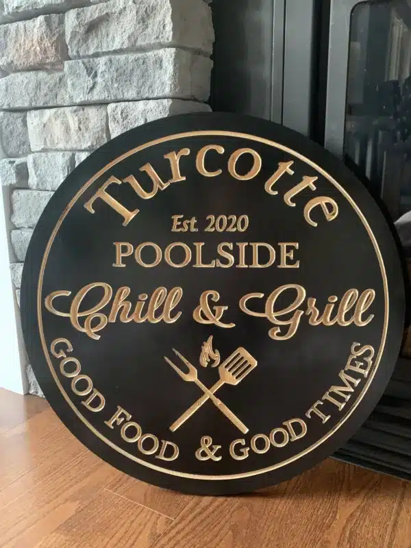 Custom Engraved Wood Pool Sign