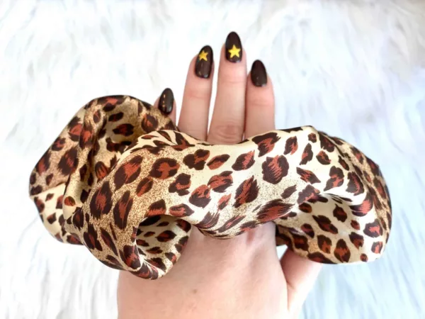 Oversized Satin Leopard Scrunchie